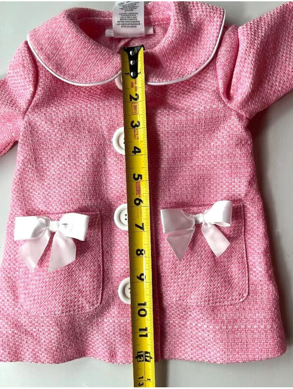 Bonnie Baby Dress and Coat Set, Size 0-3 Months, Pink & White, Cute Buttons